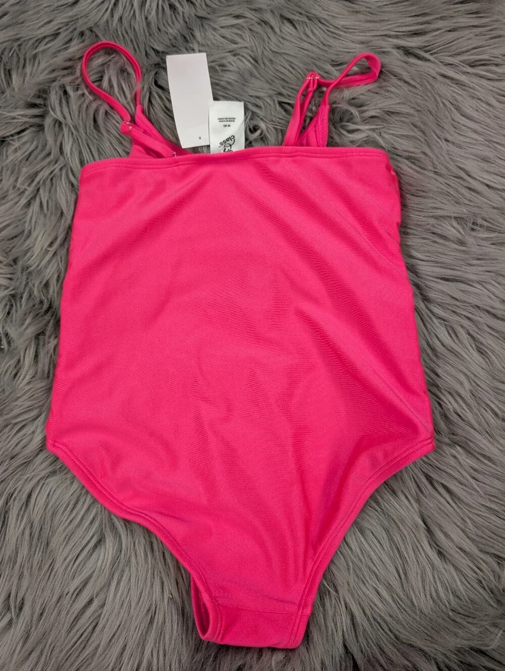 NWT Bright Pink One-Piece Swimsuit with Front Cutout Medium 8 Girls